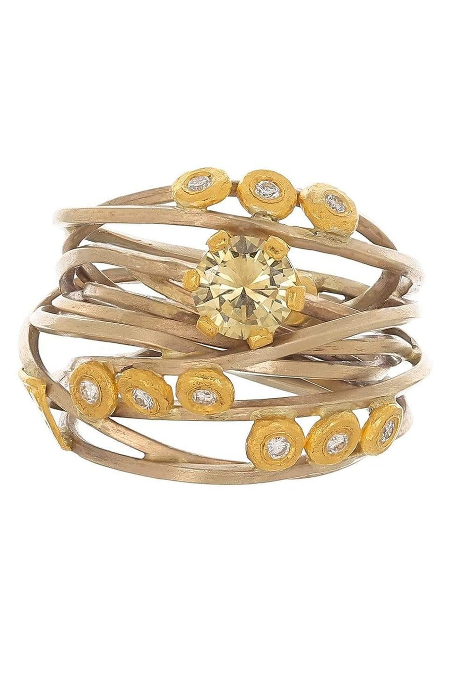 BOAZ KASHI-White & Yellow Gold Diamond Ring-WHITE GOLD