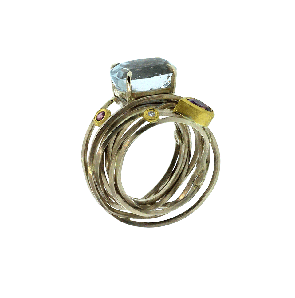 BOAZ KASHI-Wire Wrap Ring-WHITE GOLD