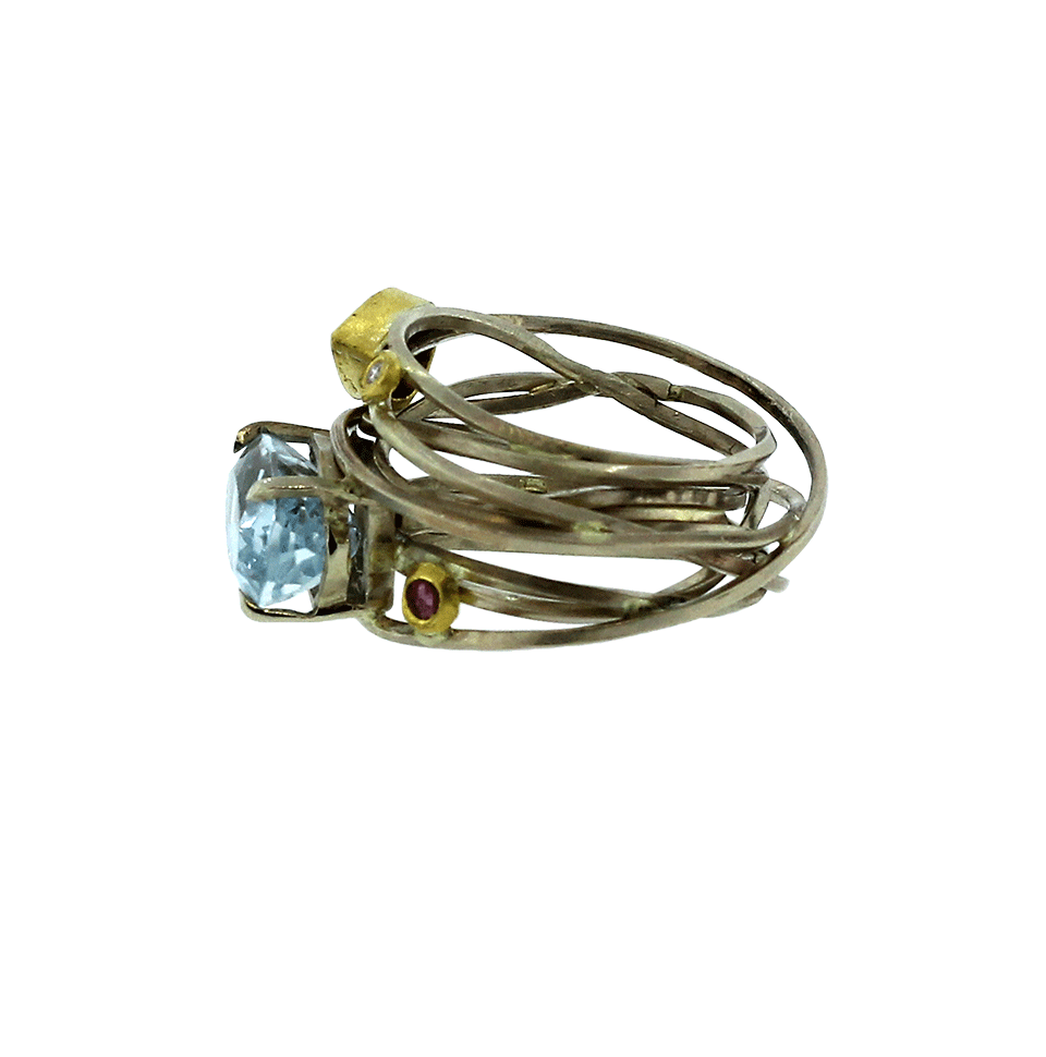 BOAZ KASHI-Wire Wrap Ring-WHITE GOLD