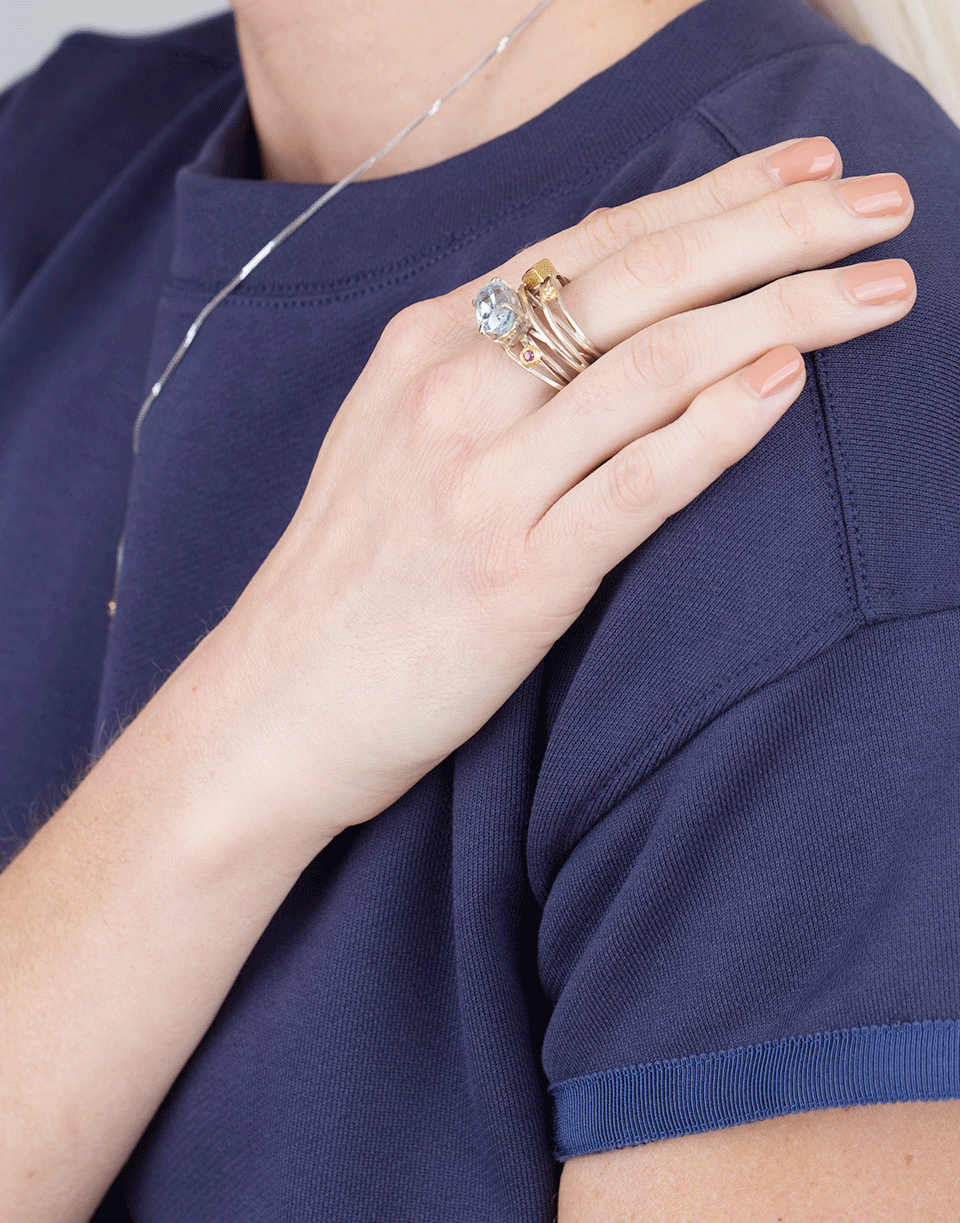 BOAZ KASHI-Wire Wrap Ring-WHITE GOLD
