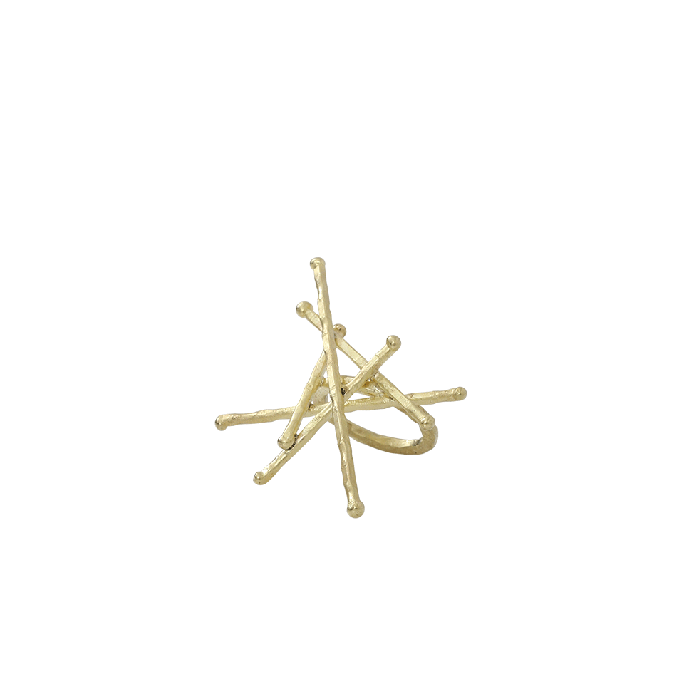 BOAZ KASHI-Diamond Criss Cross Ring-YELLOW GOLD