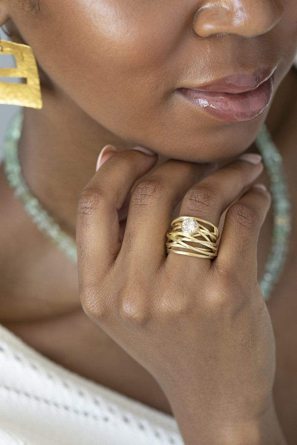 BOAZ KASHI-Diamond Wrap Ring-YELLOW GOLD