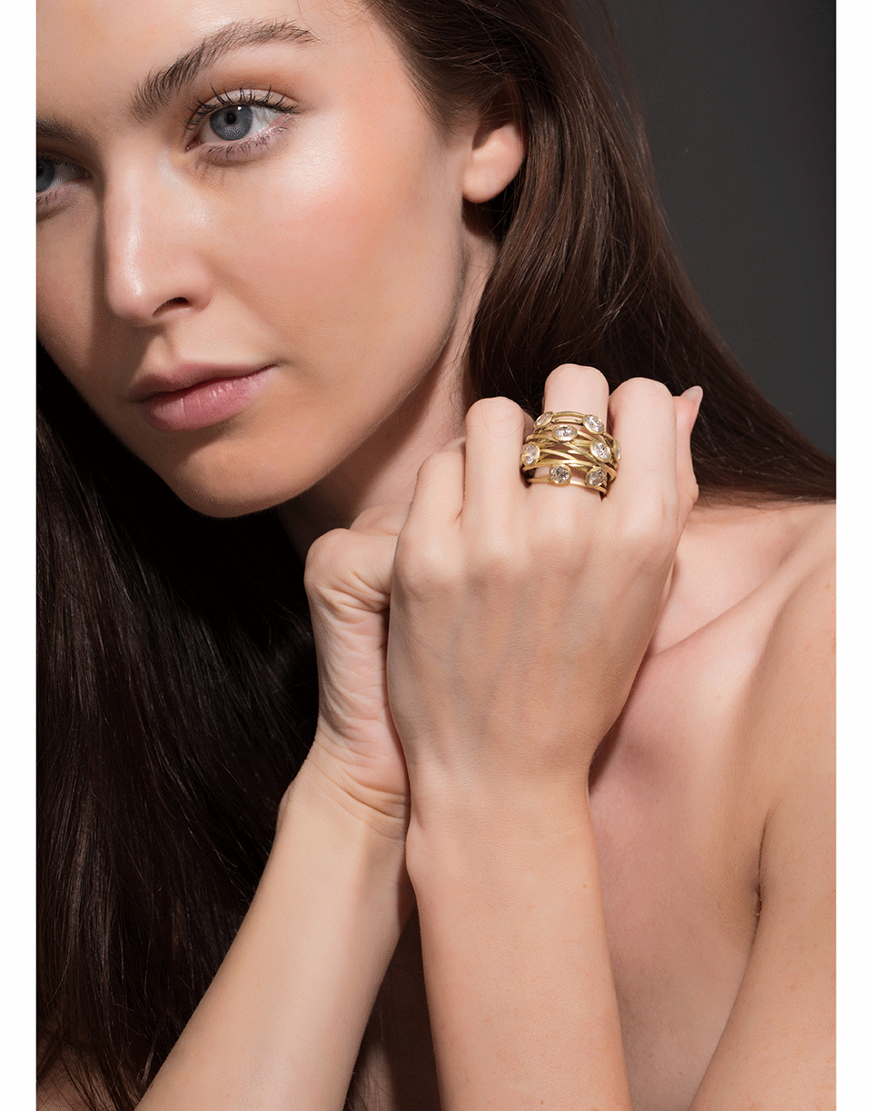 BOAZ KASHI-8 Diamond Wrap Ring-YELLOW GOLD