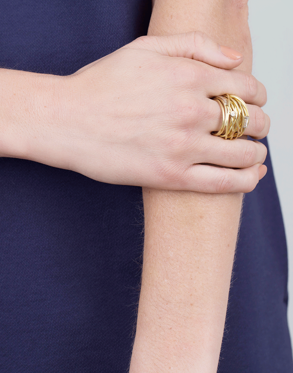 BOAZ KASHI-Diamond Wire Wrap Ring-YELLOW GOLD