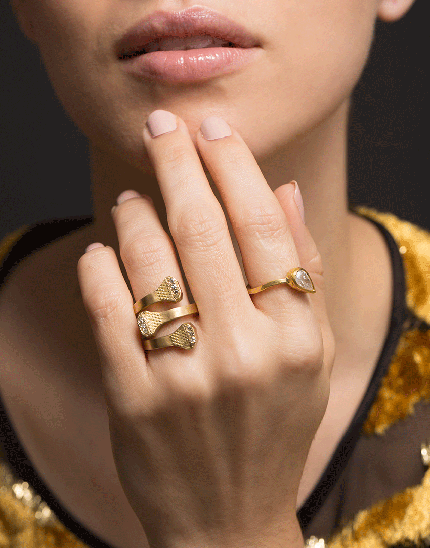 BOAZ KASHI-Extreme Bypass Ring-YELLOW GOLD