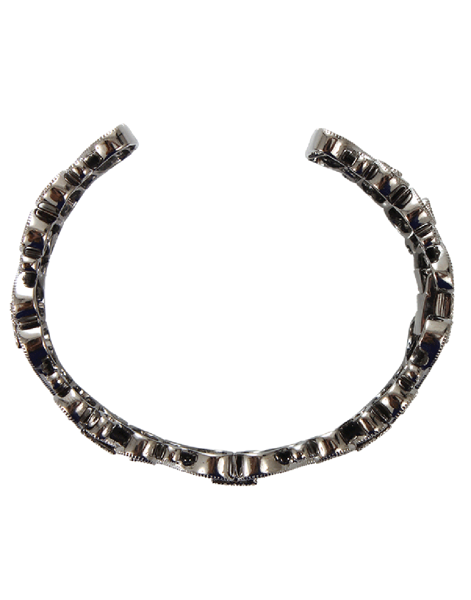BOCHIC-Diamond Scroll Cuff Bracelet-WHITE GOLD