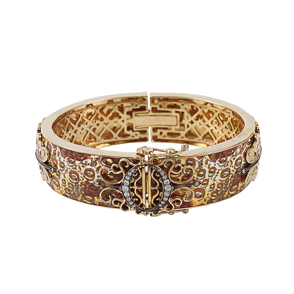 BOCHIC-Animal Pattern Enamel Icon Bangle-YELLOW GOLD