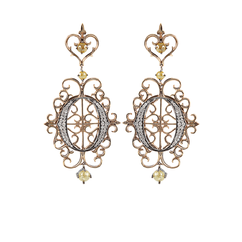 BOCHIC-“O” Logo Pave Earrings-ROSE GLD
