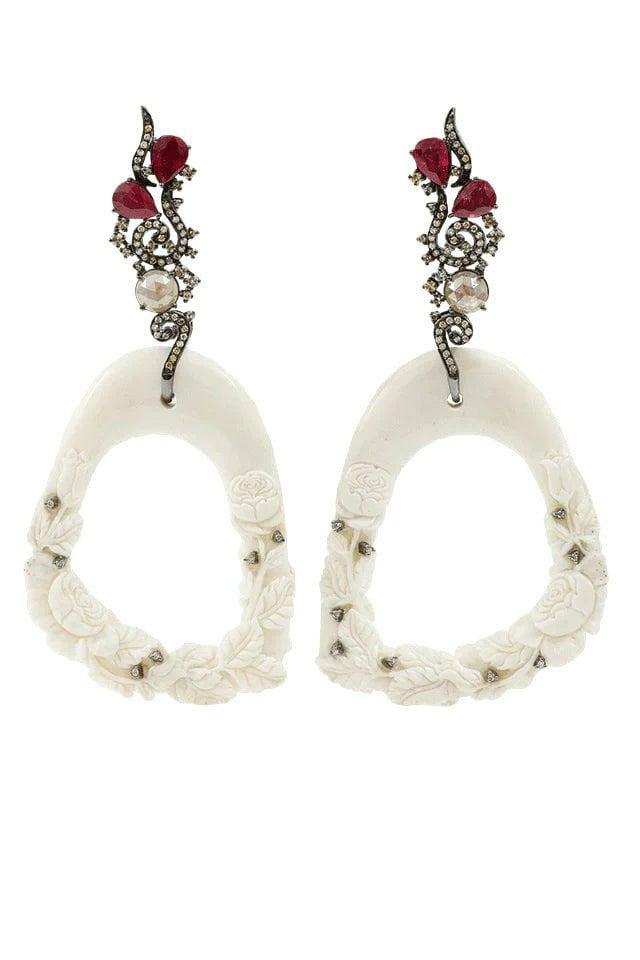 BOCHIC-Hand Carved Mammoth Earrings-WHITE GOLD