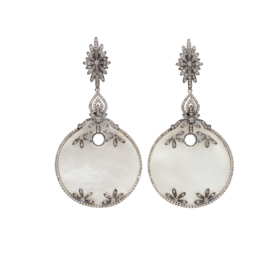 BOCHIC-Mother-Of-Pearl Circle Drop Earrings-WHITE GOLD