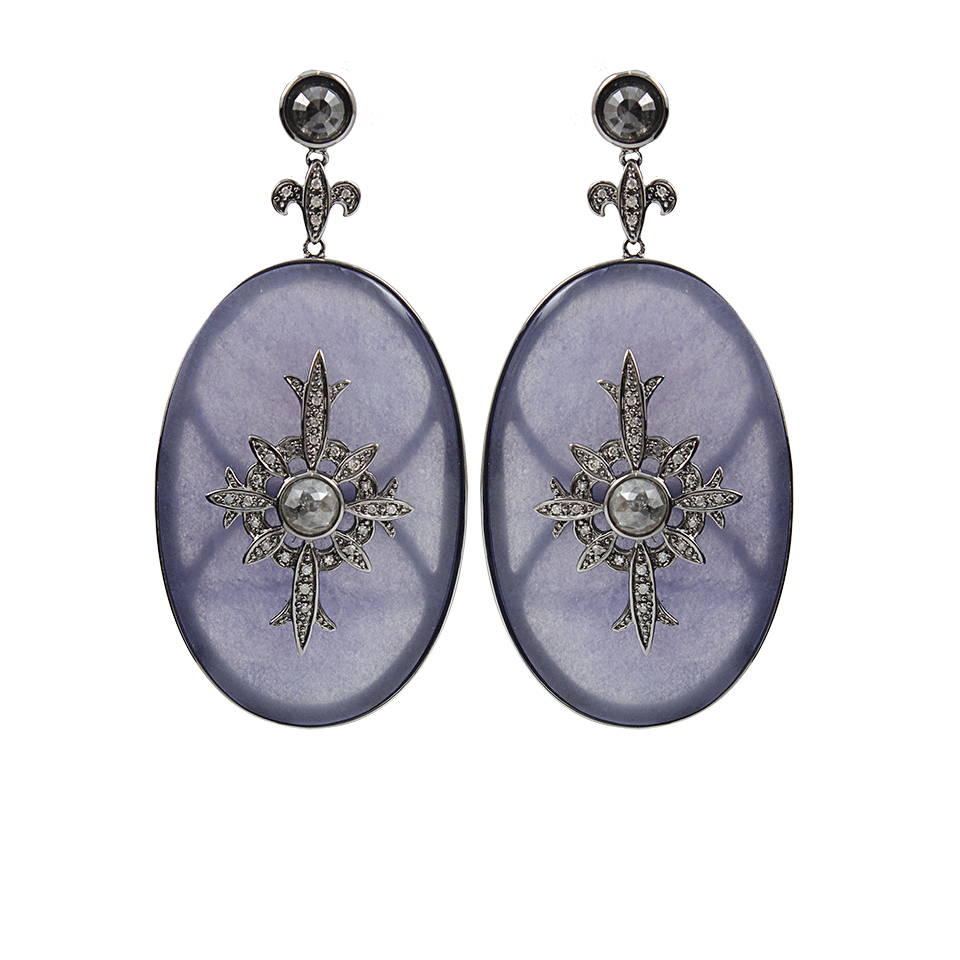 BOCHIC-Purple Jade Oval Earrings with Diamonds-WHITE GOLD