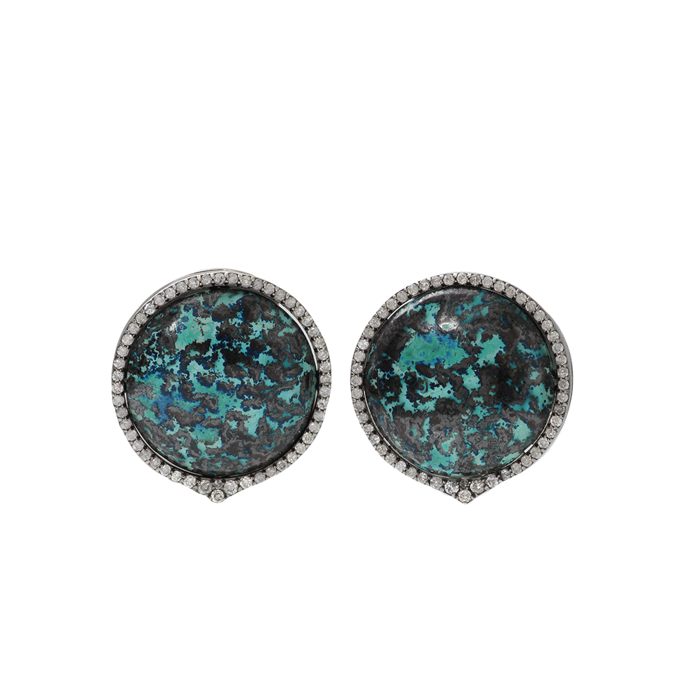 BOCHIC-Shattuckite Stud Earrings-WHITE GOLD