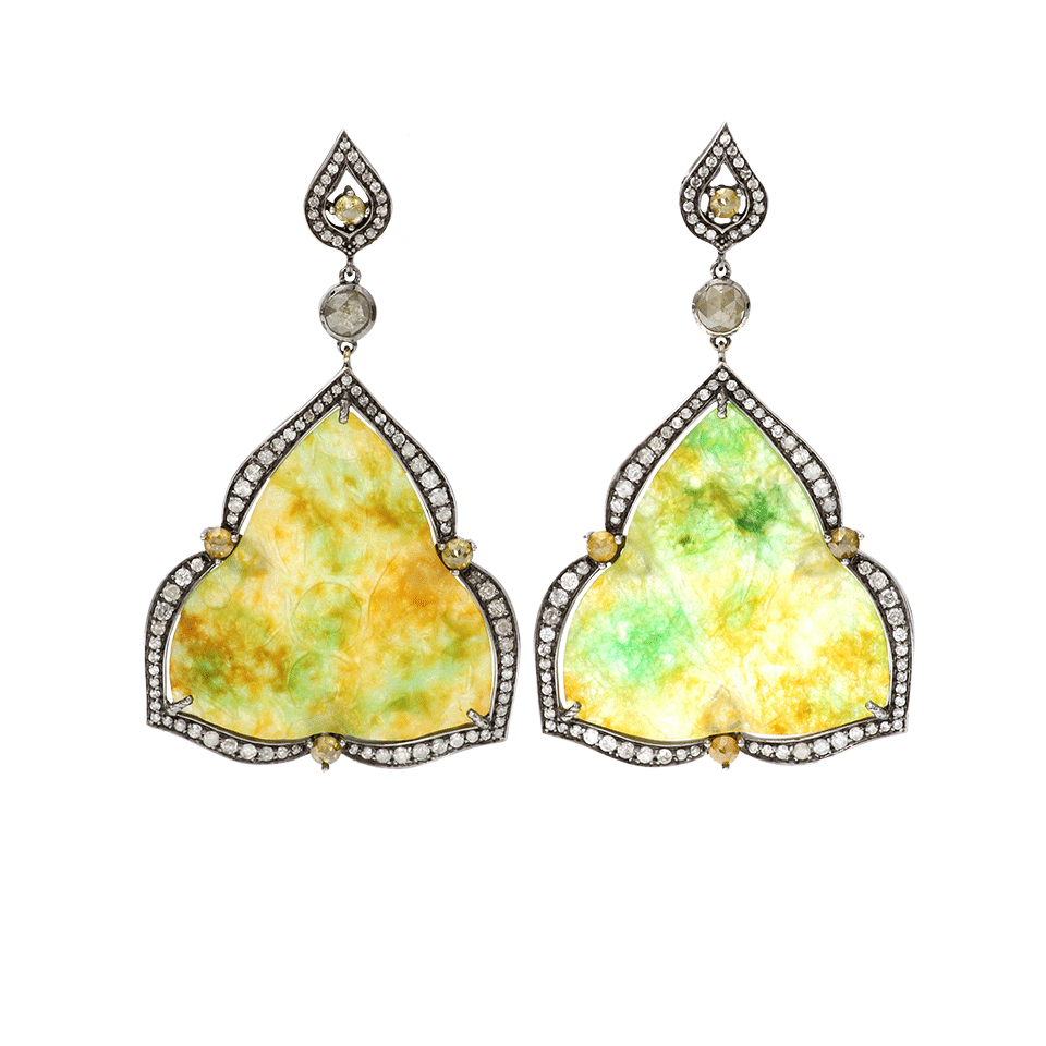 BOCHIC-Trillian Cut Jade Earrings-WHITE GOLD
