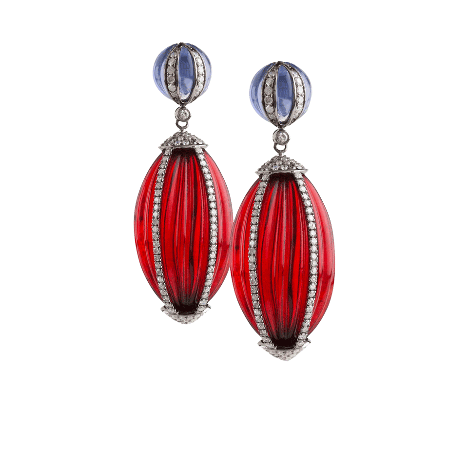 BOCHIC-Russian Amber and Diamond Earrings-WHT GLD