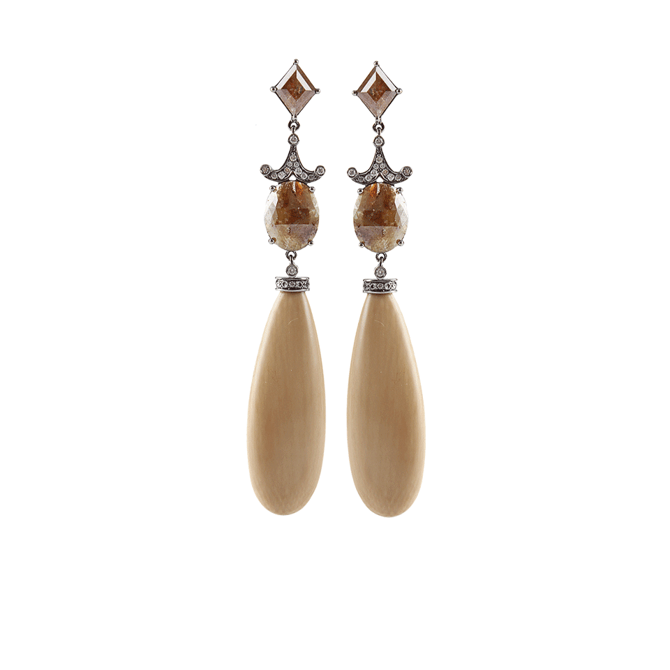 BOCHIC-Mammoth Drops and Opaque Diamond Earrings-WHT GOLD