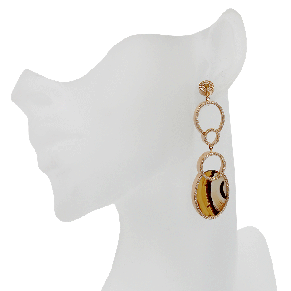 BOCHIC-Amber and Diamond Drop Earrings-YELLOW GOLD
