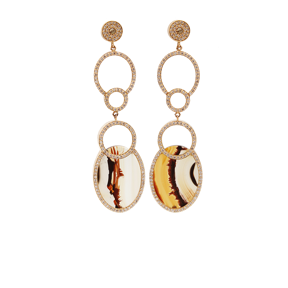 BOCHIC-Amber and Diamond Drop Earrings-YELLOW GOLD
