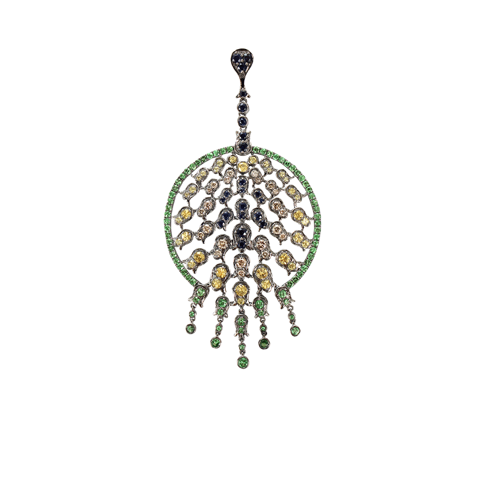BOCHIC-Sapphire Peacock Pendant-WHITE GOLD