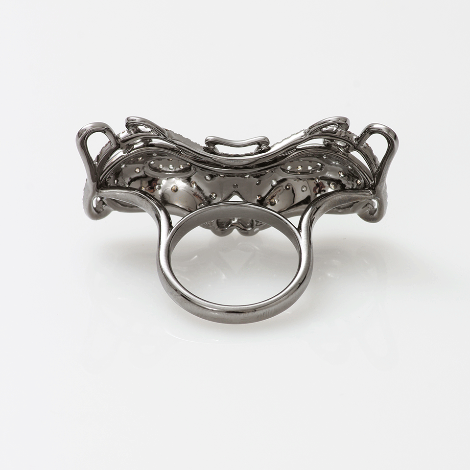 BOCHIC-Diamond Mask Ring-WHITE GOLD