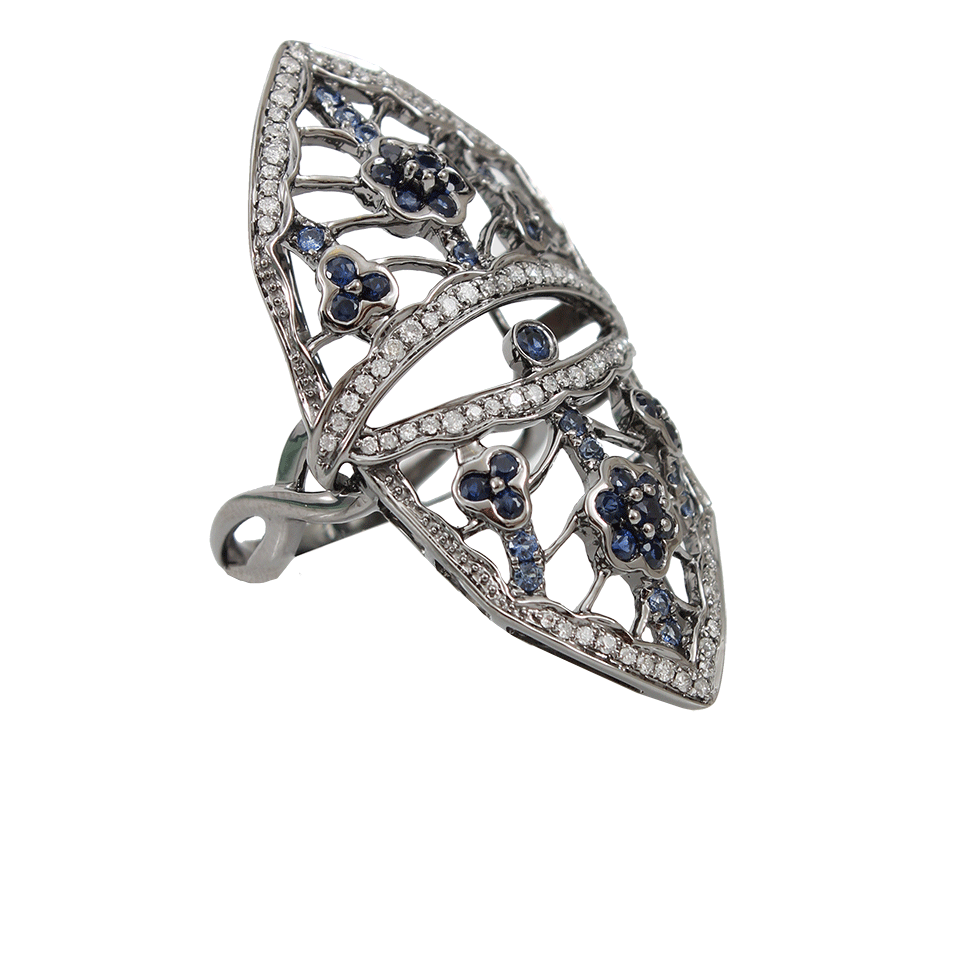 BOCHIC-Sapphire and Diamond Shield Ring-WHITE GOLD