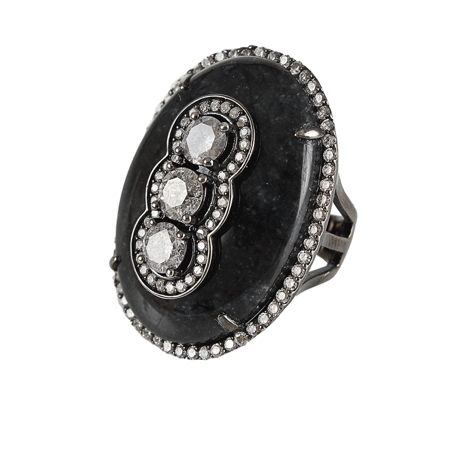 BOCHIC-Black-Jade and Diamond Ring-WHT GOLD