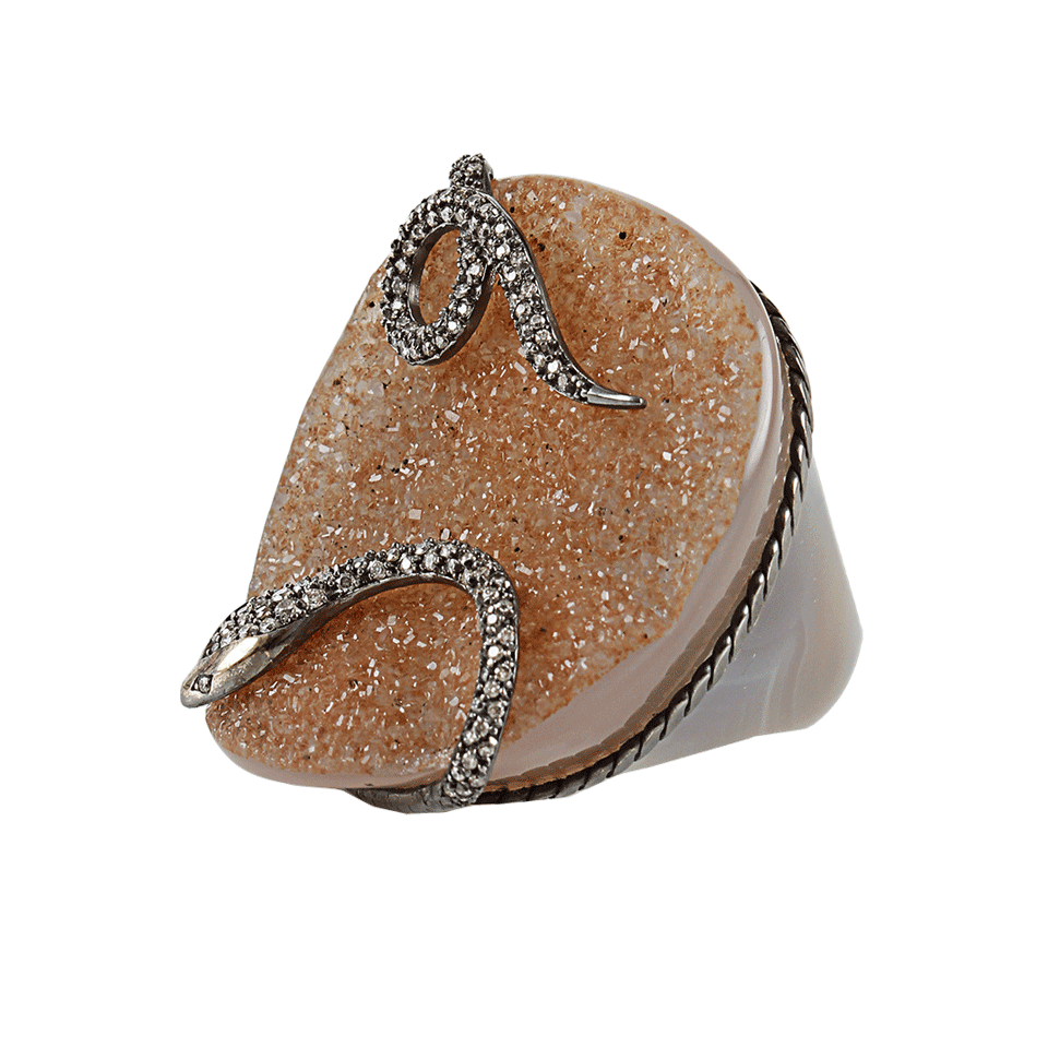 BOCHIC-Druzy Diamond Snake Ring-WHT GOLD