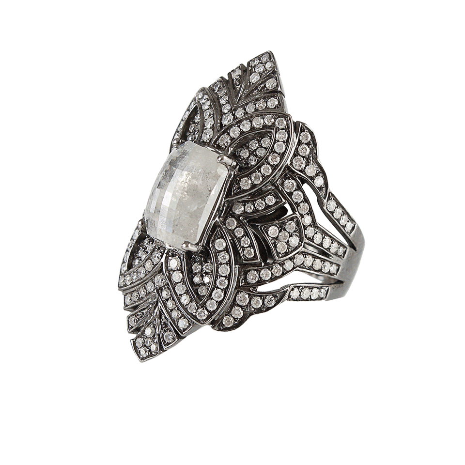BOCHIC-Grey Opaque Diamond Ring-WHT GOLD