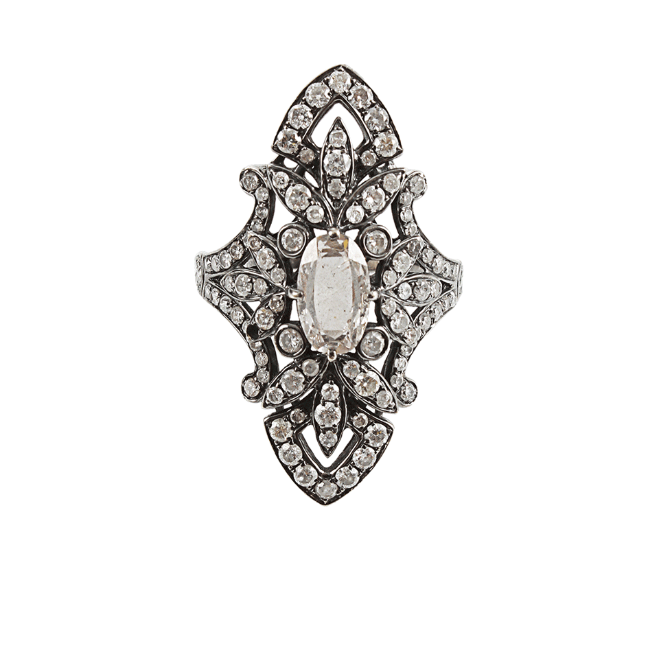 BOCHIC-White Pave White Oval Diamond Ring-WHT GOLD