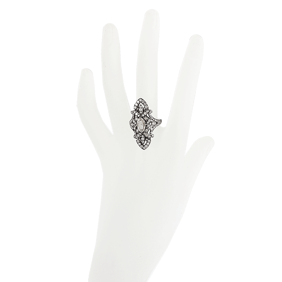 BOCHIC-White Pave White Oval Diamond Ring-WHT GOLD