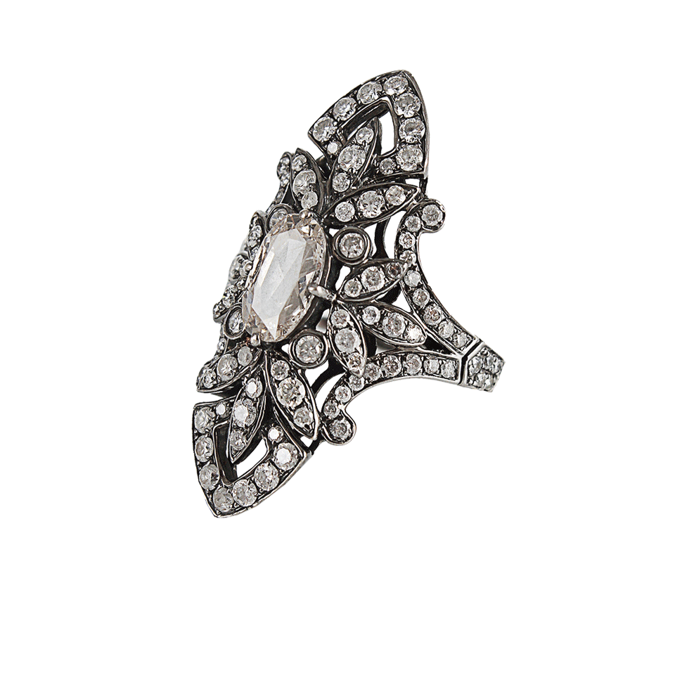 BOCHIC-White Pave White Oval Diamond Ring-WHT GOLD