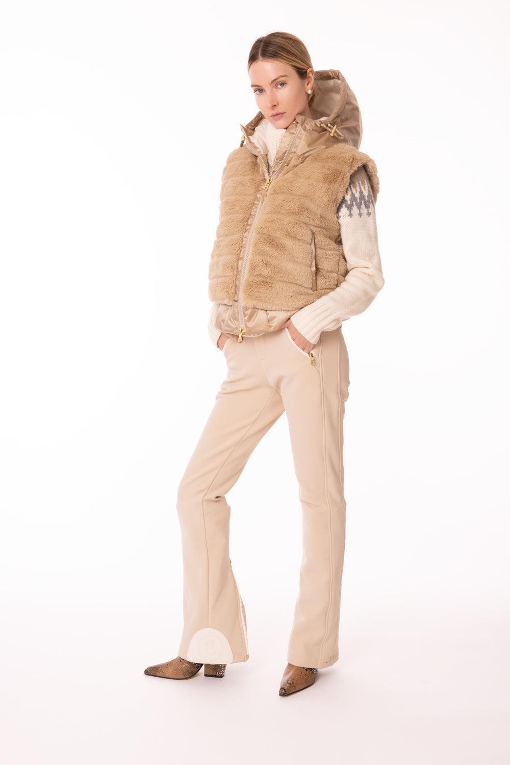 Yumi Hood Vest-LT ALMND-4-CLOTHINGJACKETVESTS-BOGNER OF AMERICA
