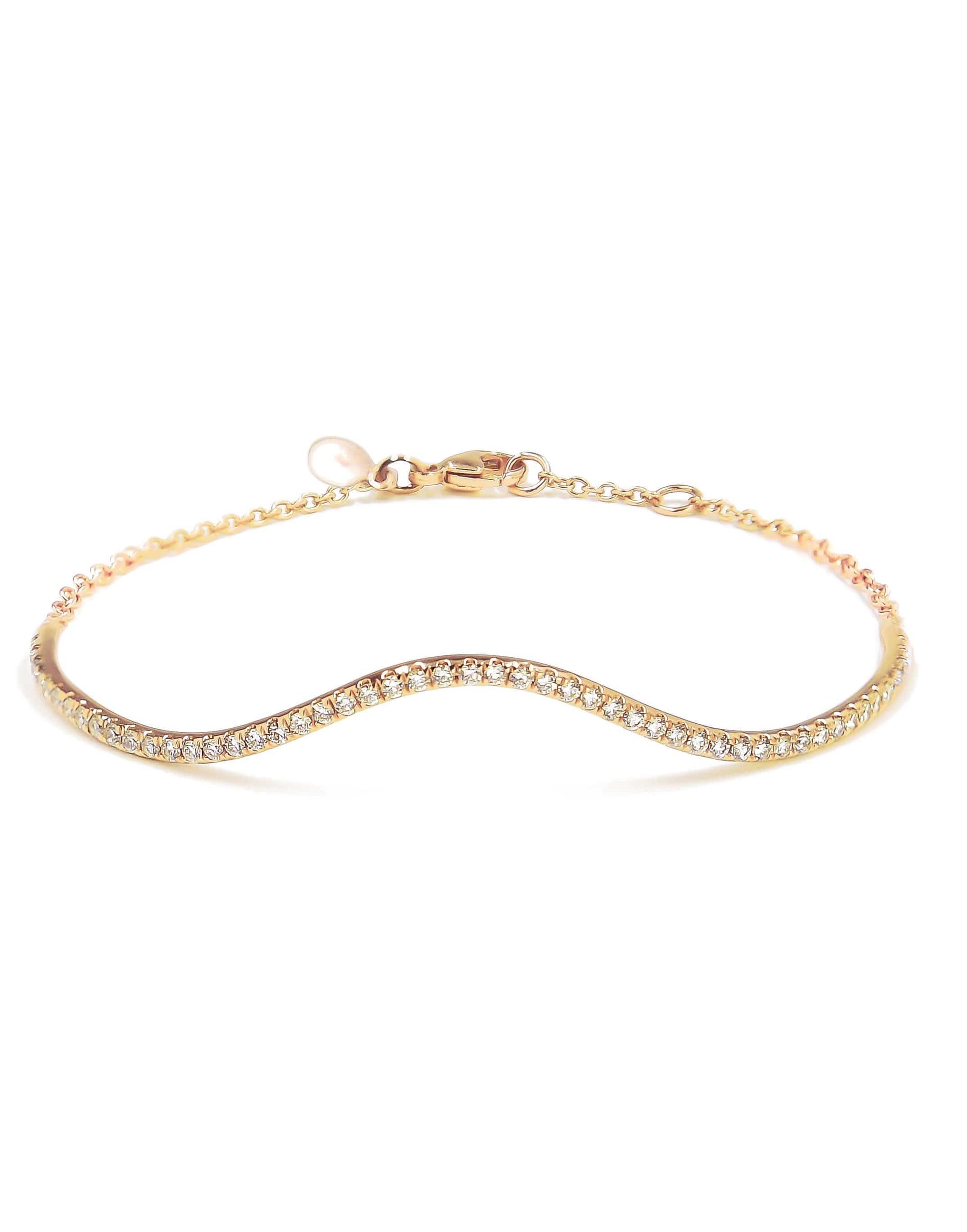 BONDEYE JEWELRY-Wave White Diamond Bracelet-