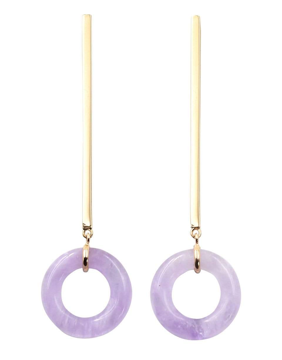 BONDEYE JEWELRY-Amethyest Jelly Muchkin Gold Bar Earrings-YELLOW GOLD