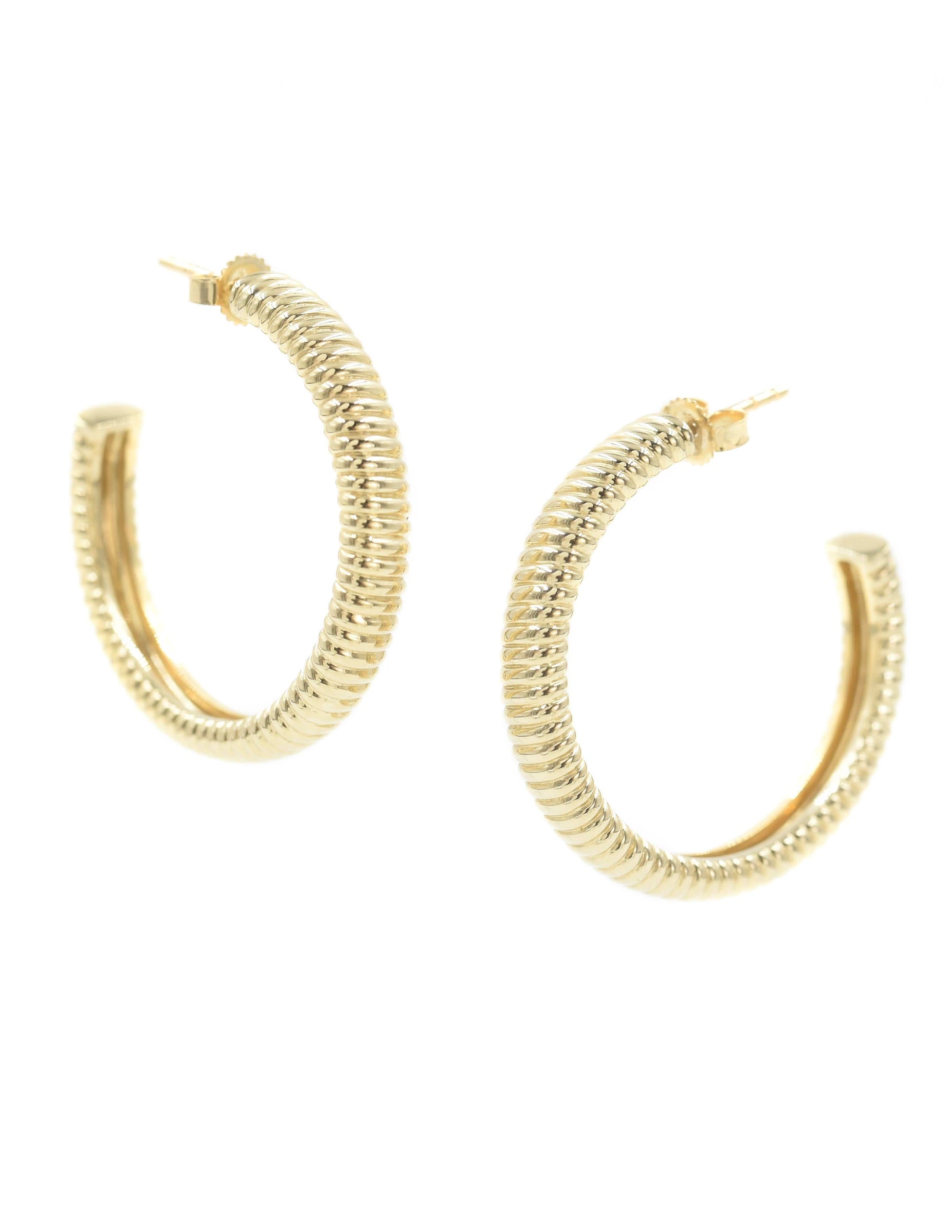 BONDEYE JEWELRY-Jules Textured Hoops-YELLOW GOLD