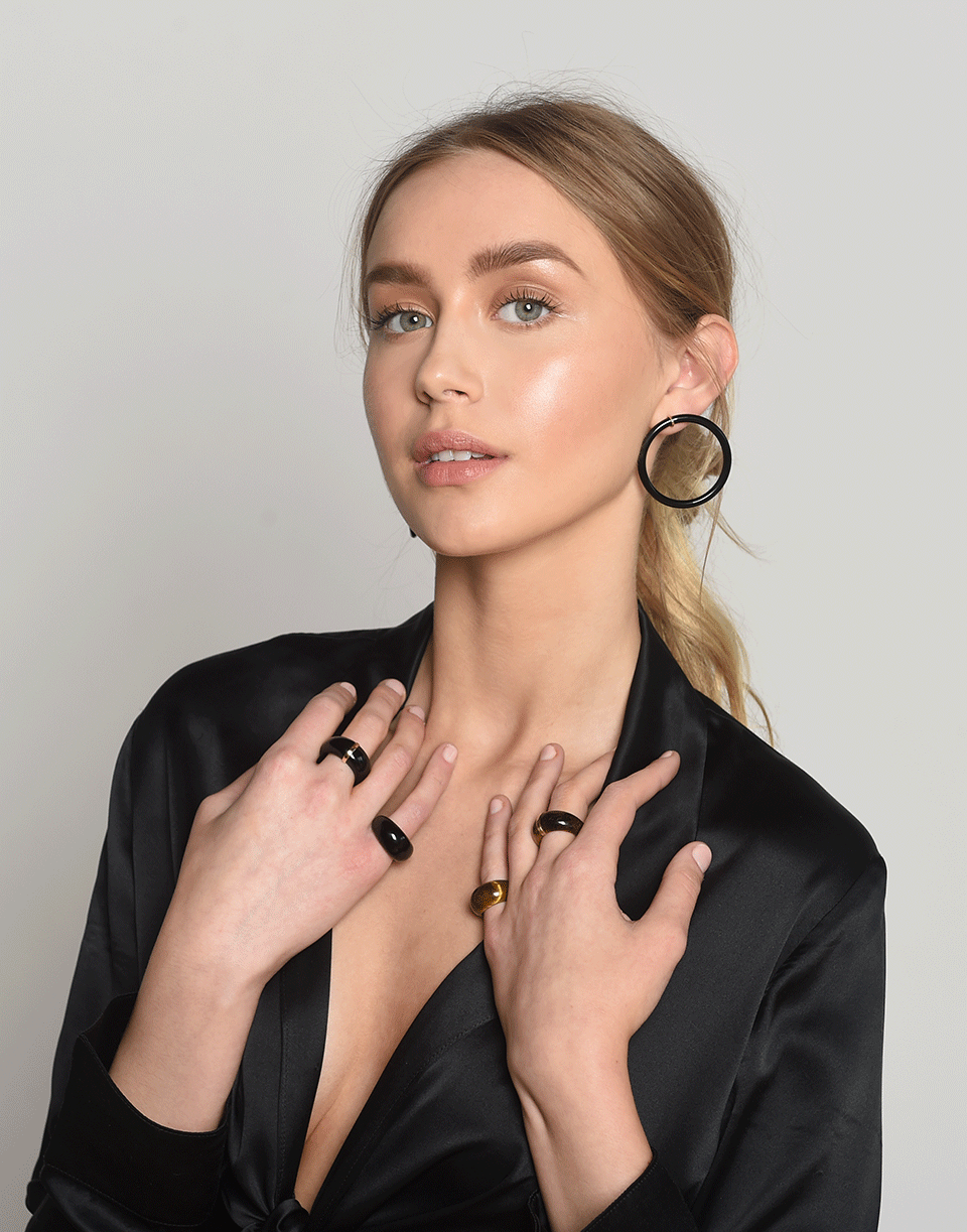 BONDEYE JEWELRY-Marble Frosted Donut Hoops-YELLOW GOLD