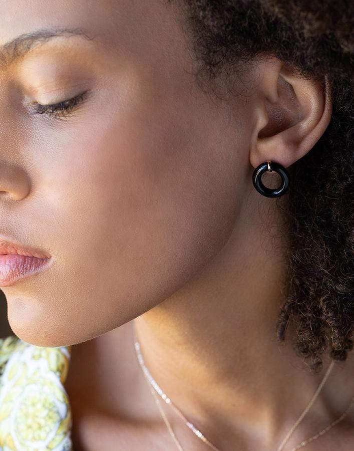 BONDEYE JEWELRY-Marble Frosted Munchkin Earrings-YELLOW GOLD
