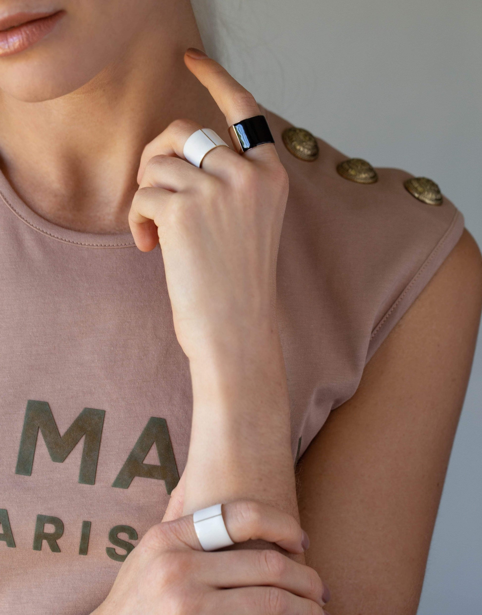 BONDEYE JEWELRY-Cigar Band Black Enamel and Rose Gold-ROSE GOLD