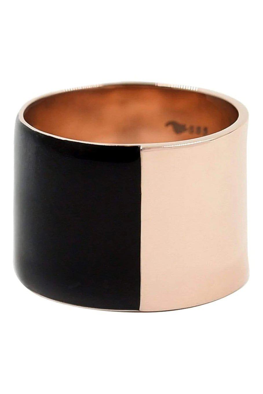 BONDEYE JEWELRY-Cigar Band Black Enamel and Rose Gold-ROSE GOLD