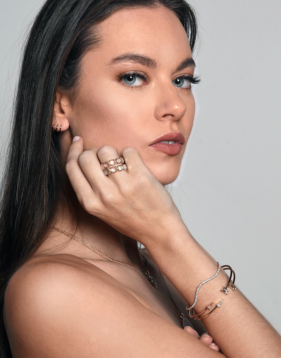 BONDEYE JEWELRY-Rose Quartz Eternity Band-ROSE GOLD