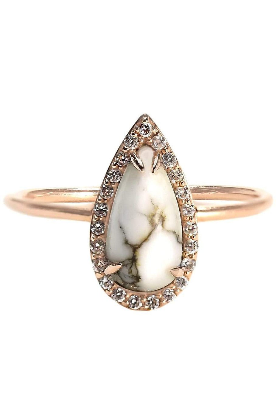 BONDEYE JEWELRY-Tear Ring Howlite-ROSE GOLD