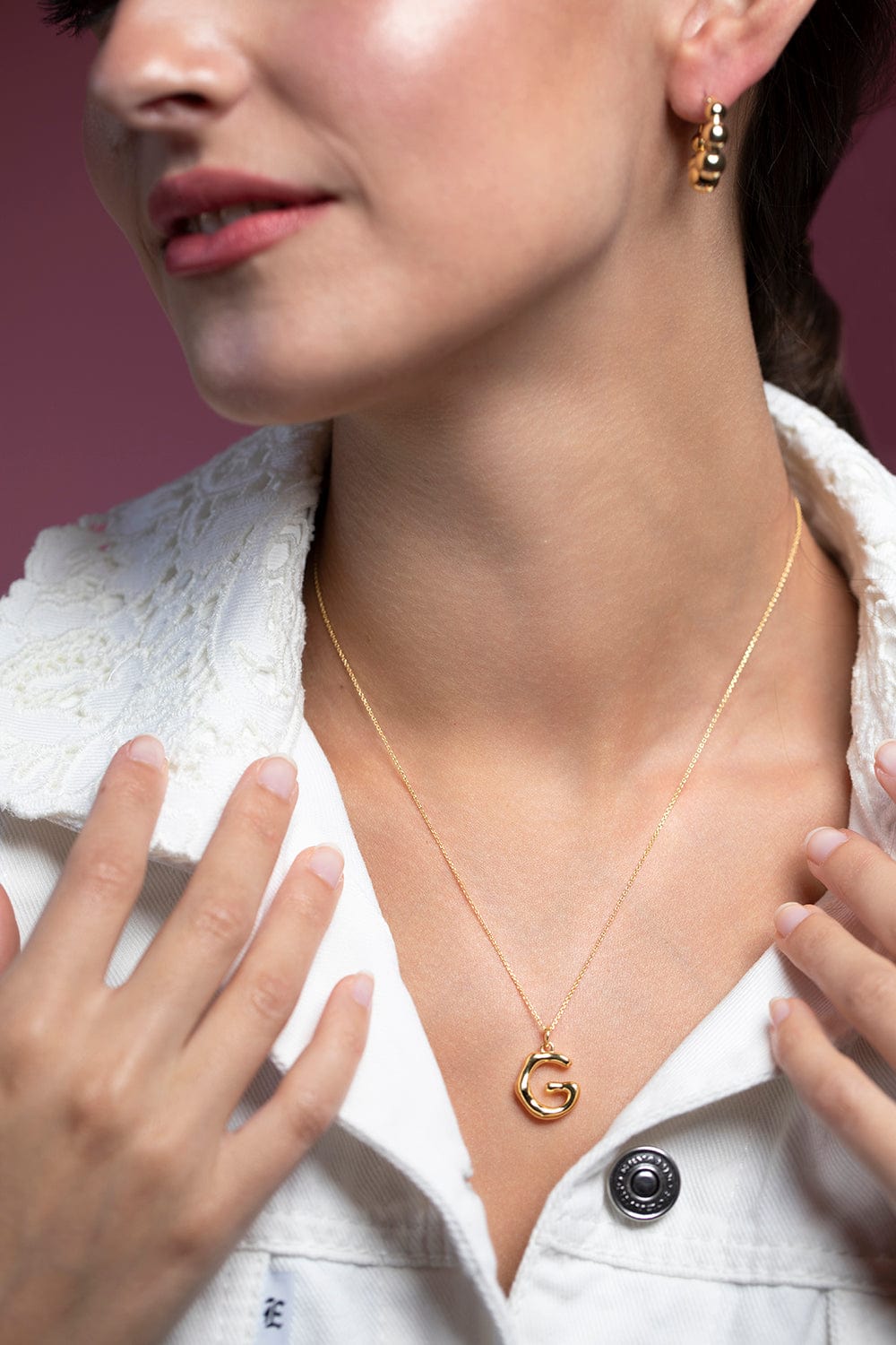 BONVO-Letter G Pendant Necklace-GOLD