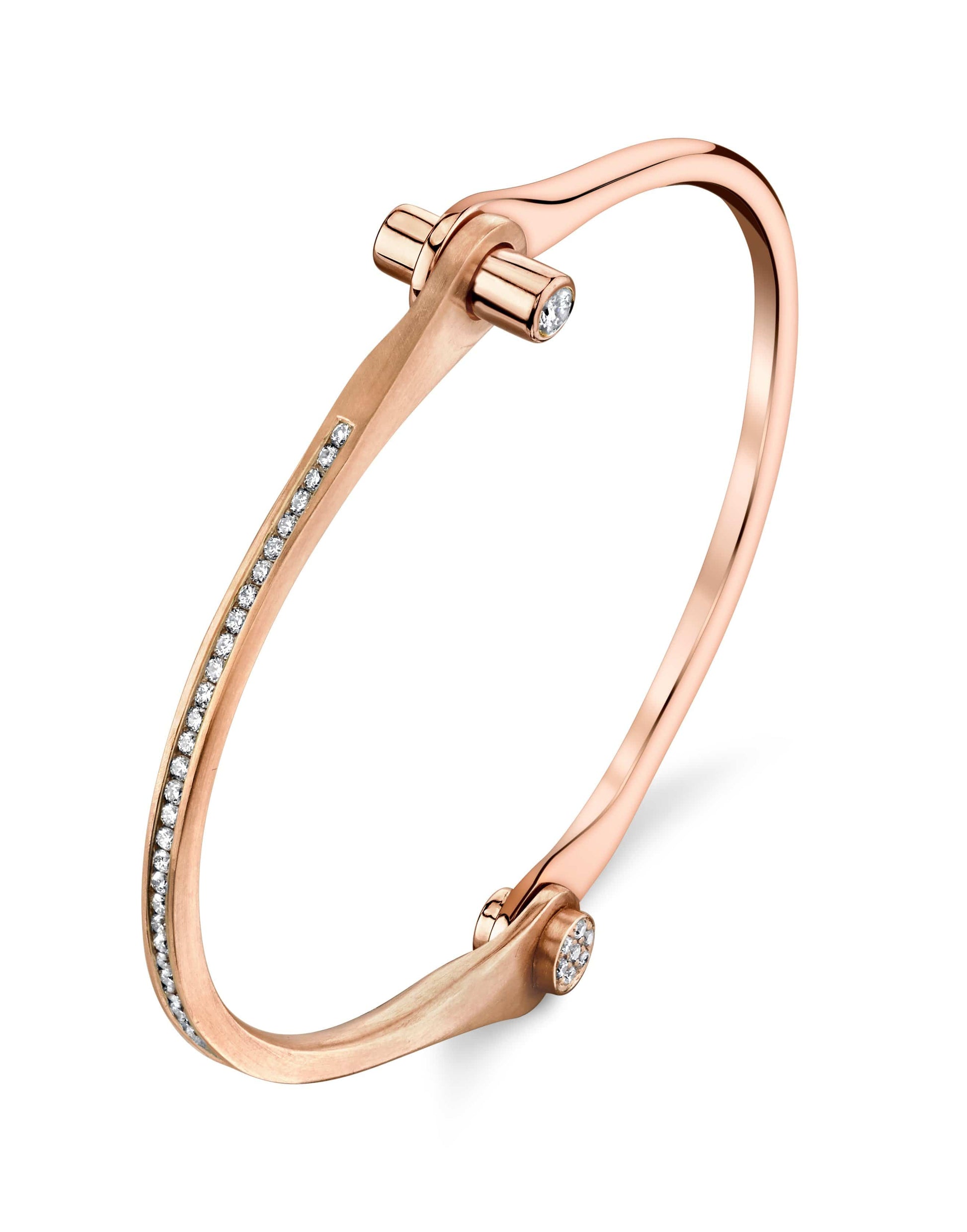 BORGIONI-Pave Diamond Skinny Handcuff - Rose Gold-ROSE GOLD