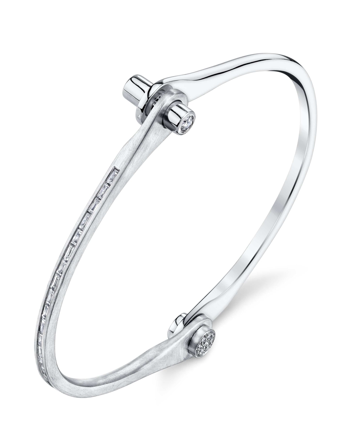 BORGIONI-Diamond Baguette Skinny Handcuff - White Gold-WHITE GOLD