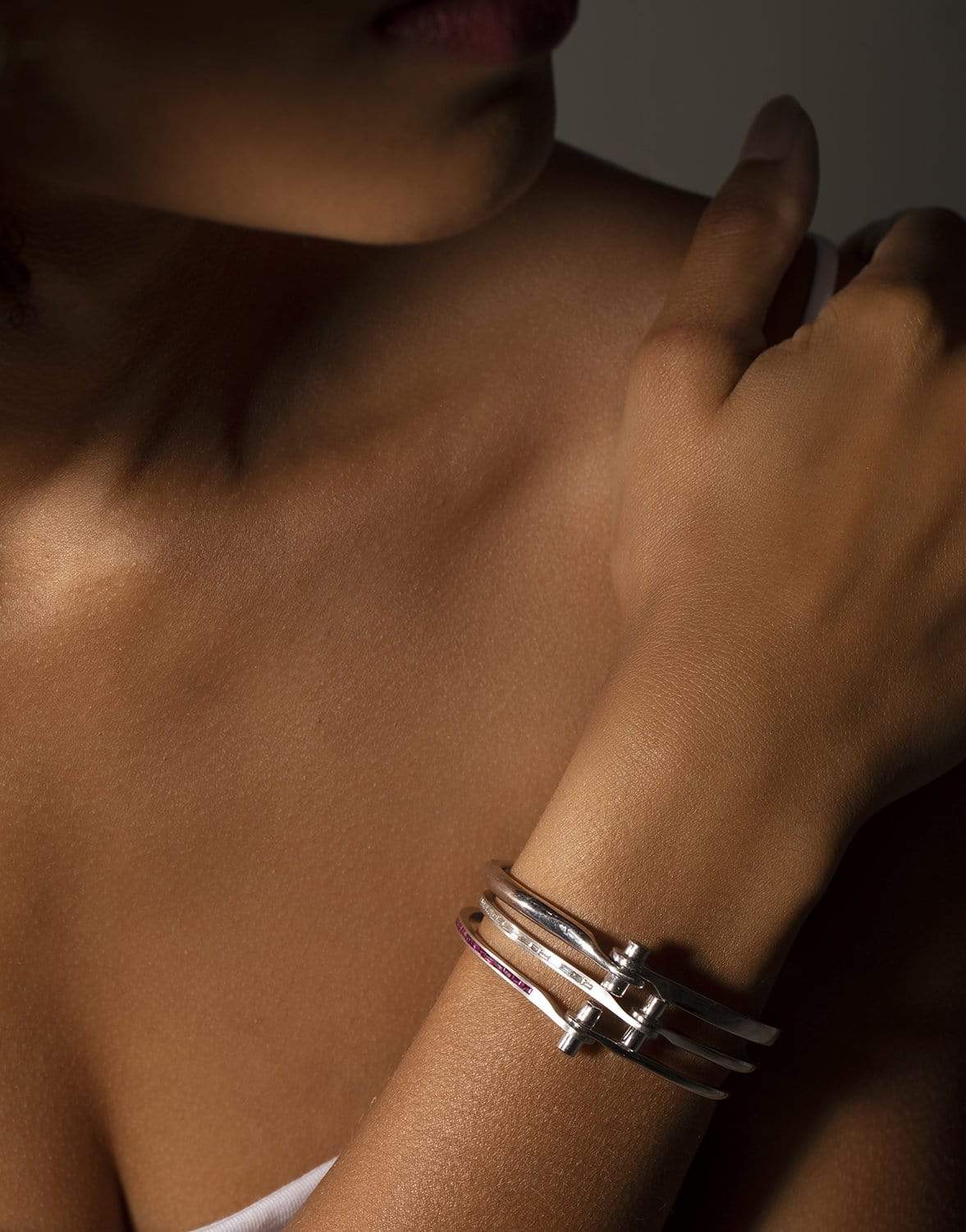 BORGIONI-Diamond Pave Knobs Handcuff - White Gold-WHITE GOLD