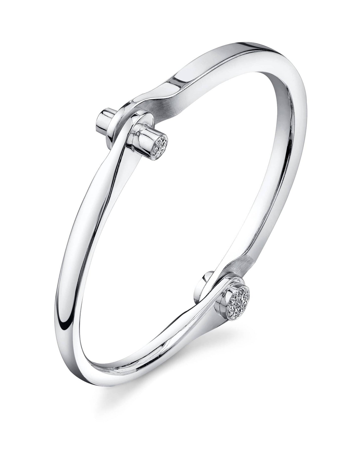 BORGIONI-Diamond Pave Knobs Handcuff - White Gold-WHITE GOLD