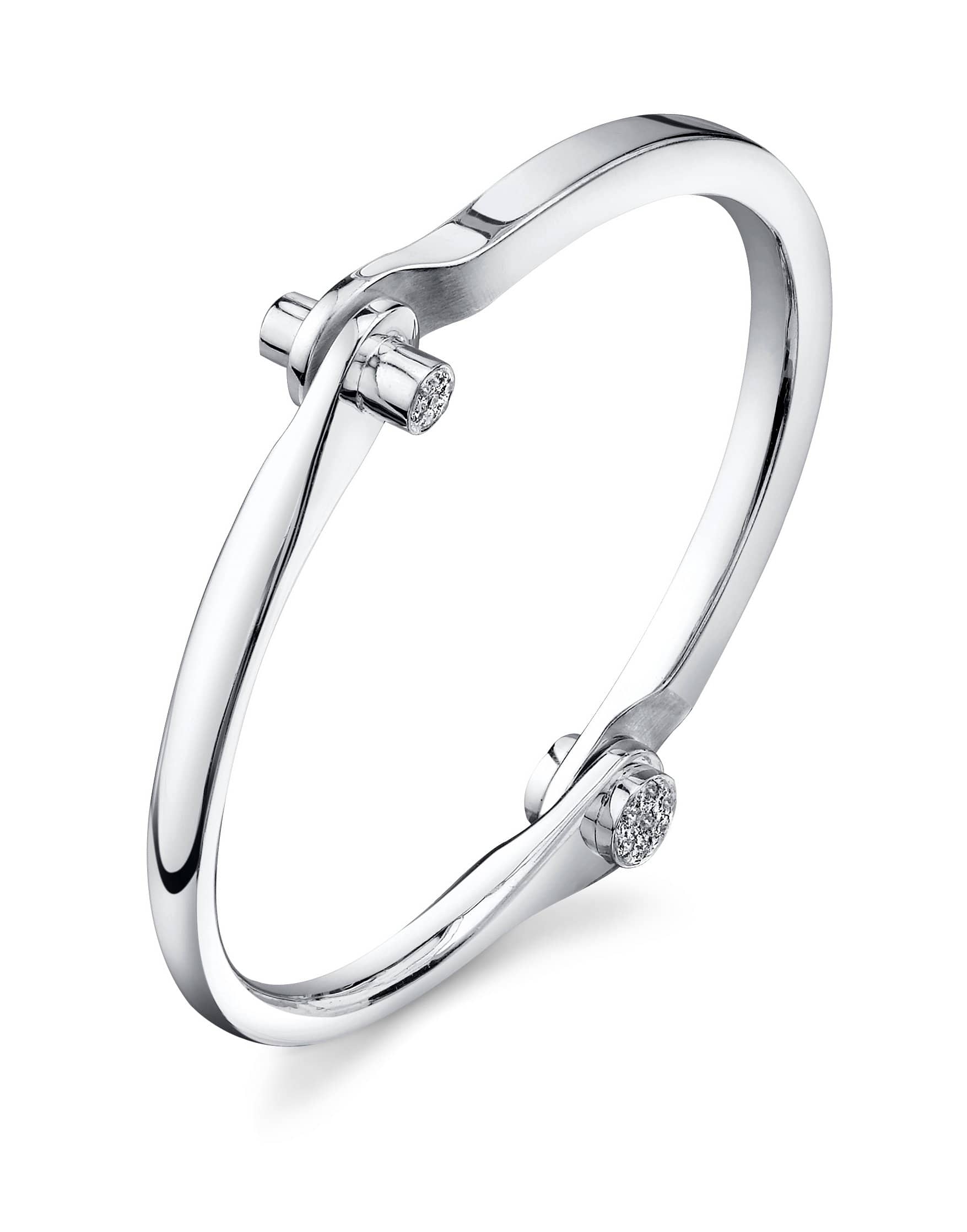 BORGIONI-Diamond Pave Knobs Handcuff - White Gold-WHITE GOLD