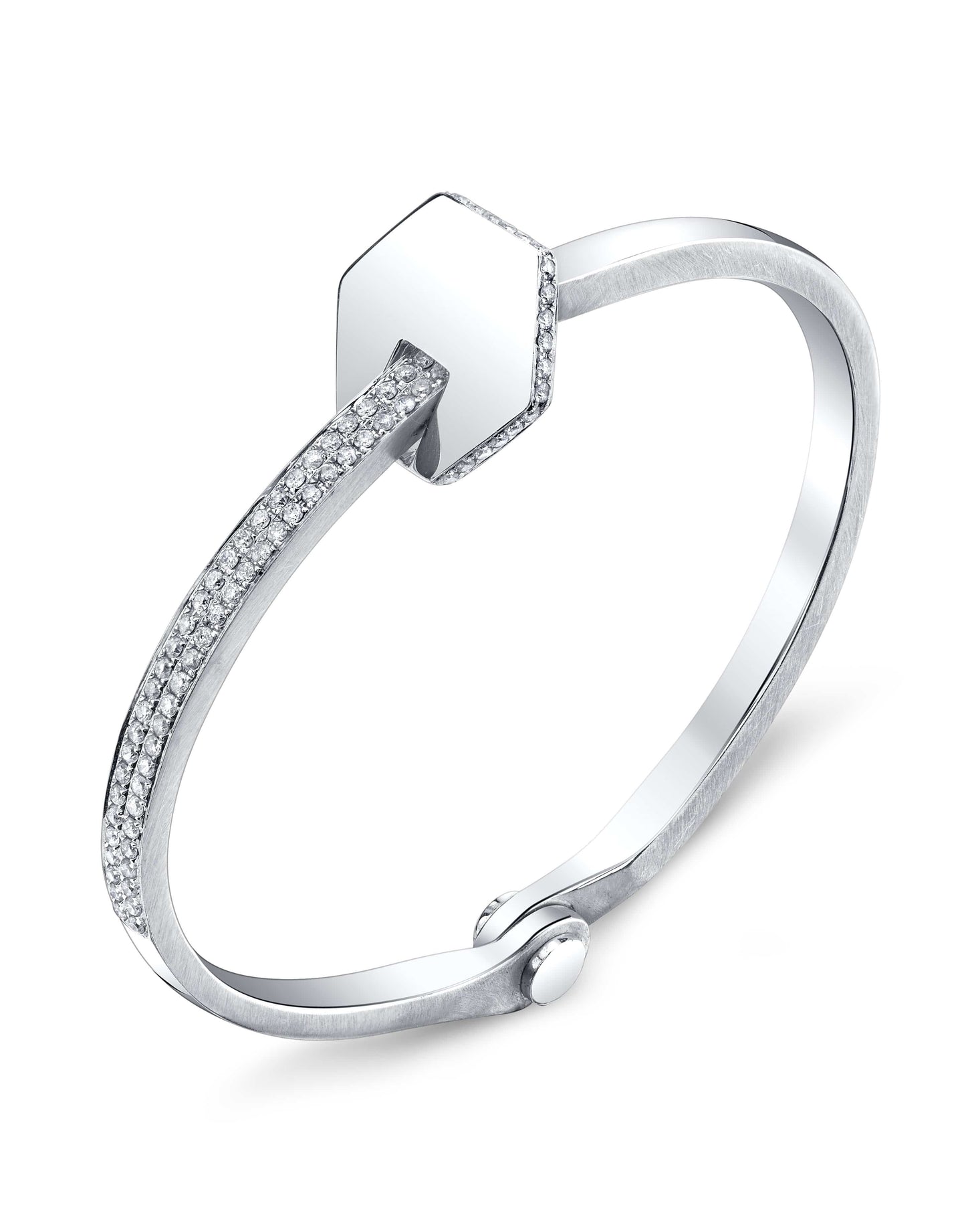 BORGIONI-Pave Diamond Disco Cuff Bracelet-WHITE GOLD