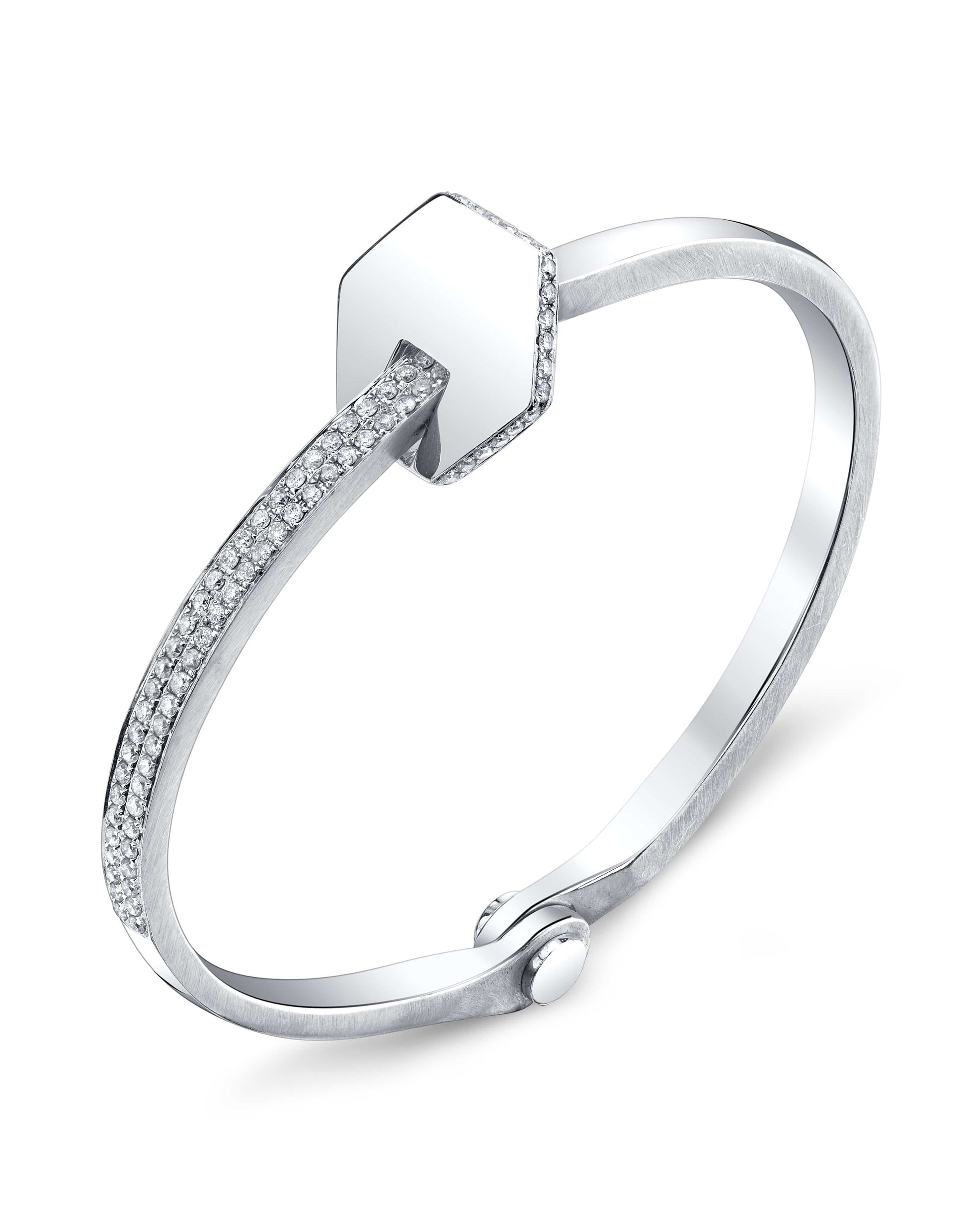 BORGIONI-Pave Diamond Disco Cuff Bracelet-WHITE GOLD