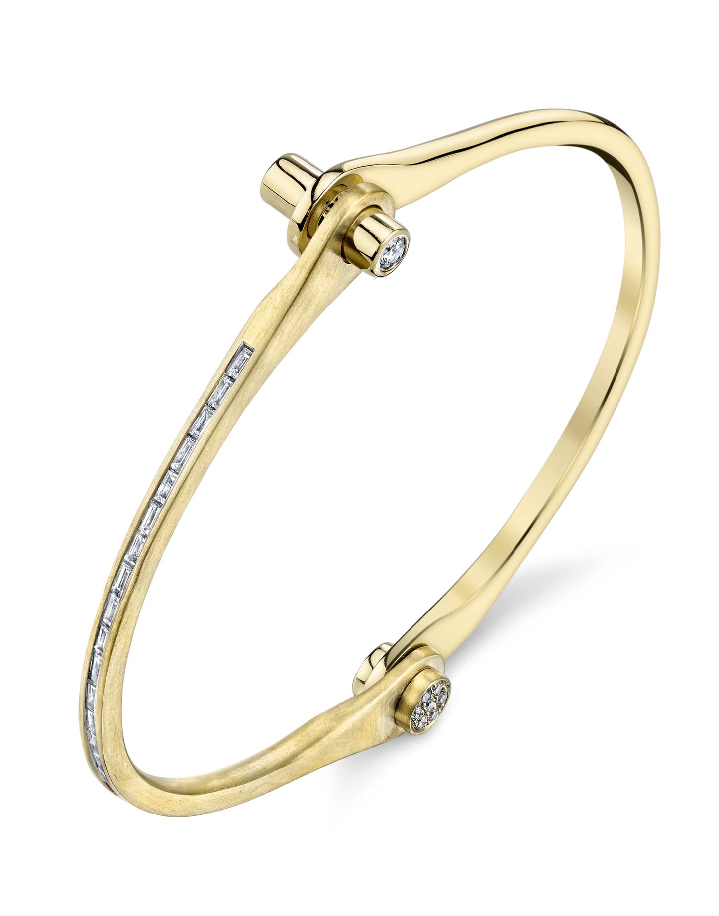BORGIONI-Diamond Baguette Skinny Handcuff - Yellow Gold-YELLOW GOLD