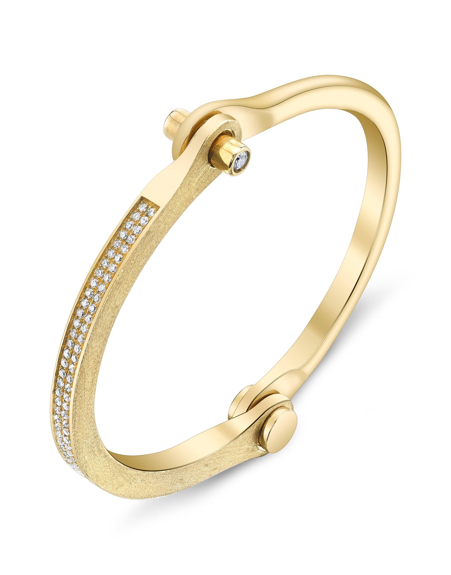 BORGIONI-Micro Pave Diamond Handcuff - Yellow Gold-YELLOW GOLD